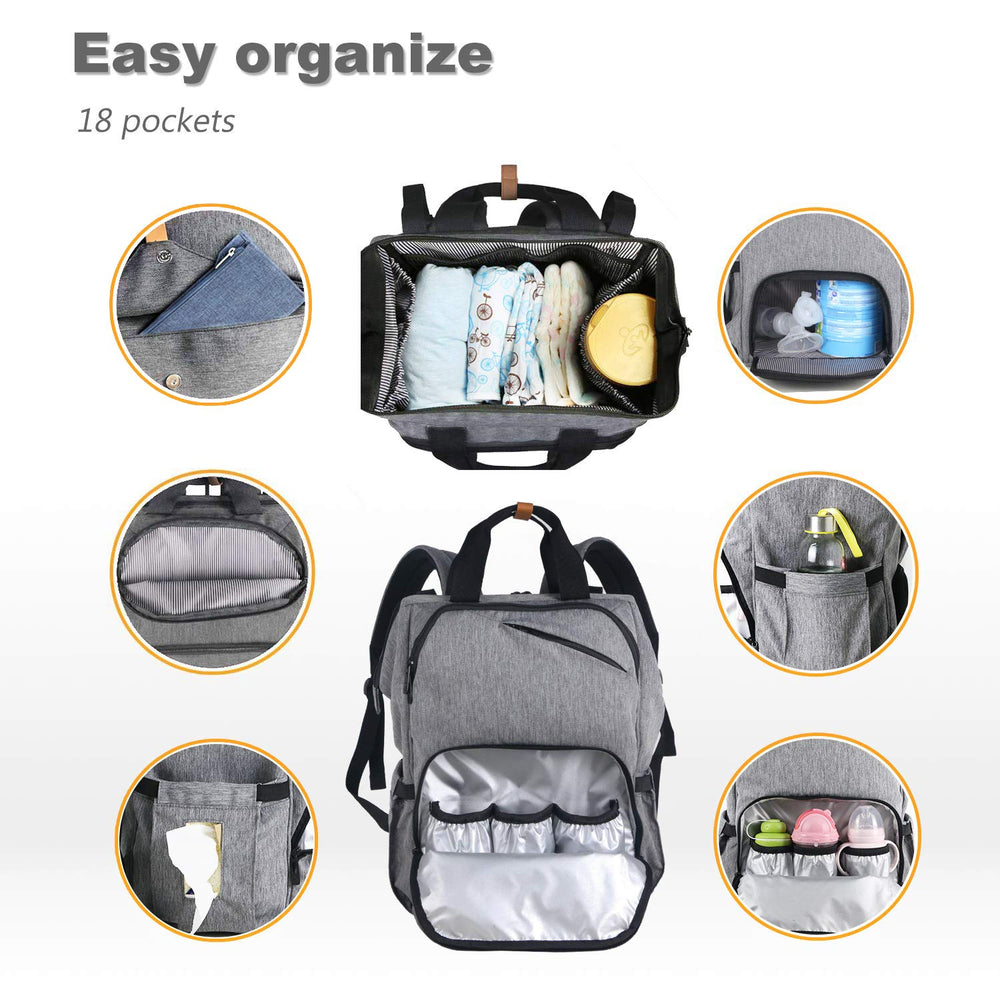 Hap Tim Diaper Bag Backpack open standing demonstrates spacious organization