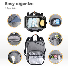 Hap Tim Diaper Bag Backpack open standing demonstrates spacious organization