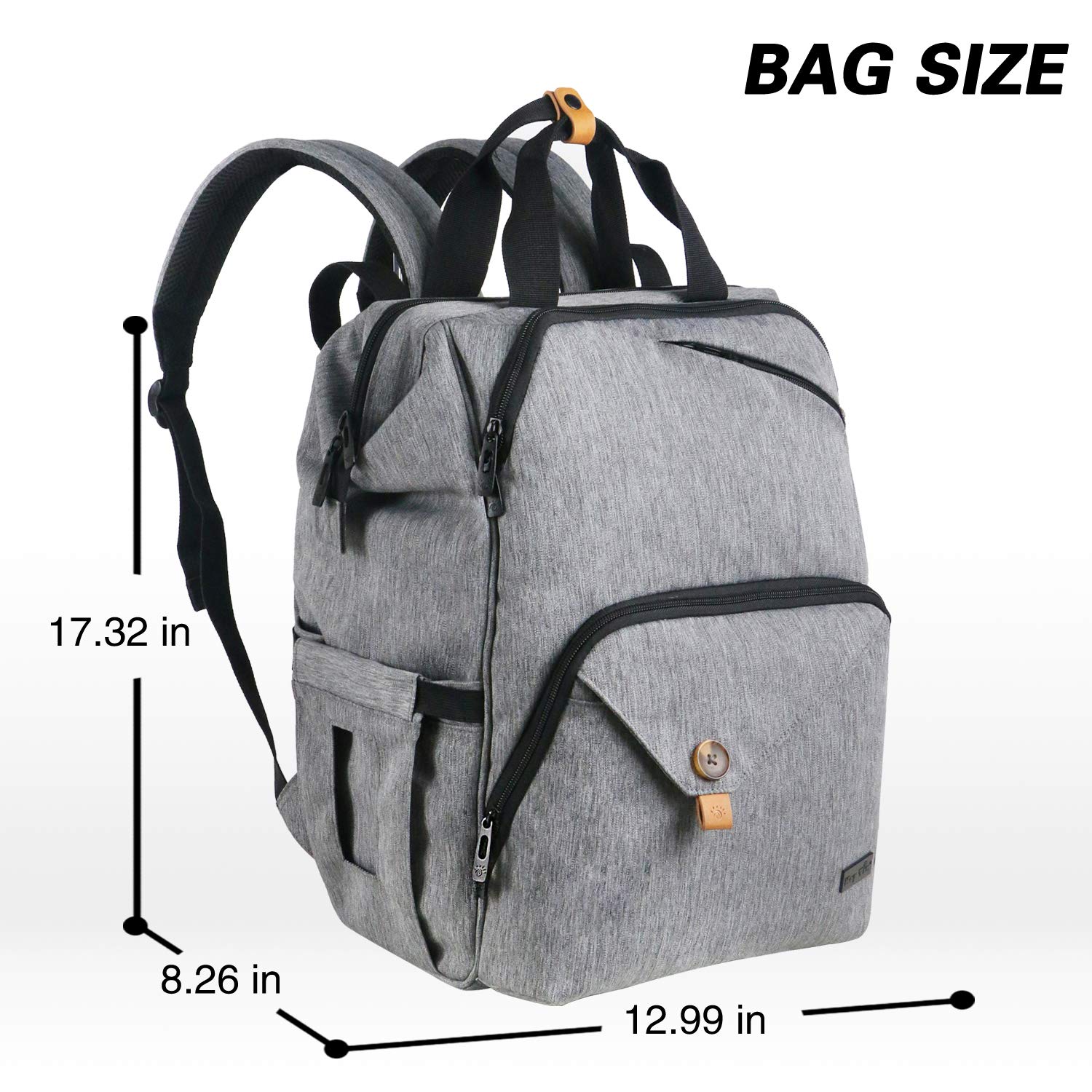 Hap Tim Diaper Bag Backpack size-capacity view emphasizes 25L storage