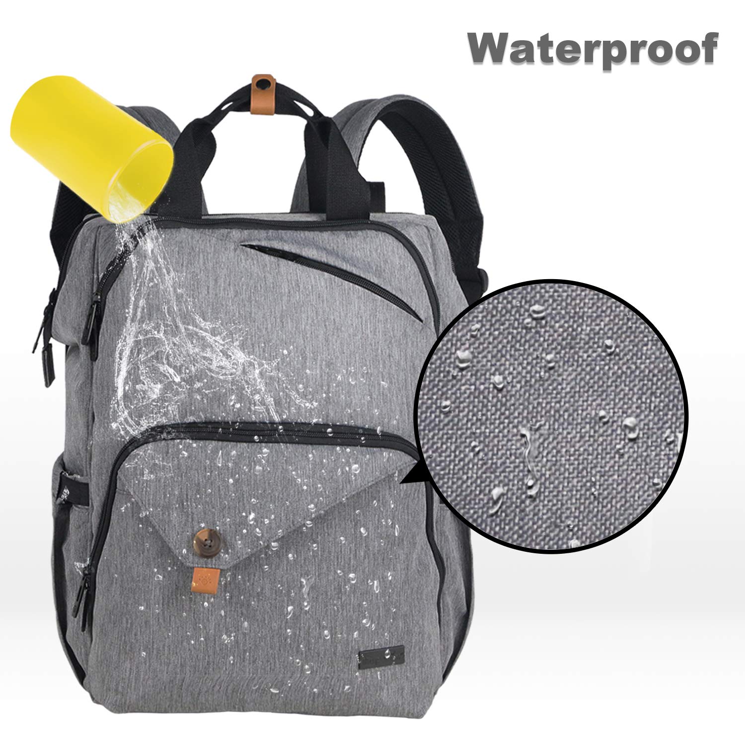 Hap Tim Diaper Bag Backpack waterproof fabric protects contents from rain