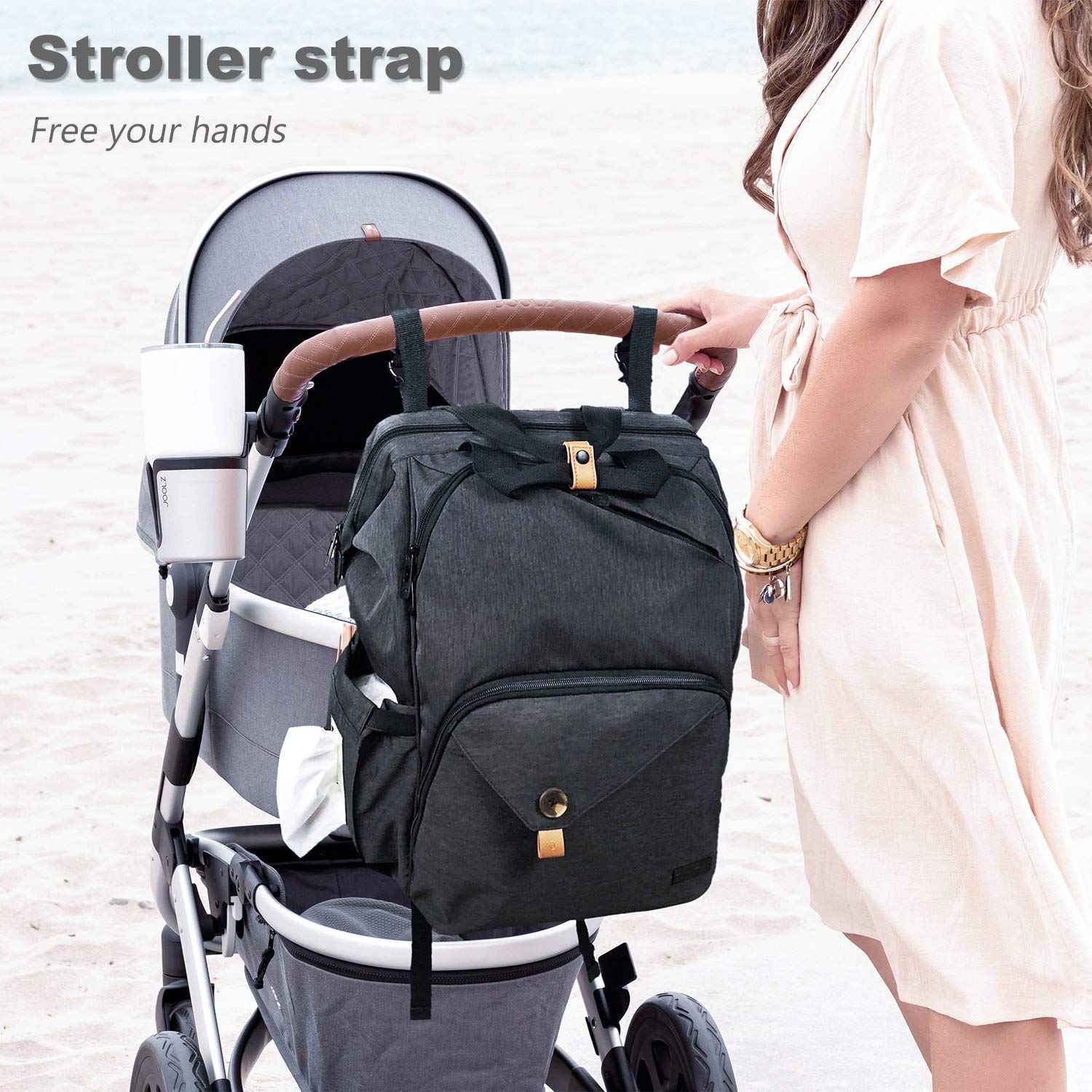 Hap Tim diaper bag backpack stroller straps help attach on rides