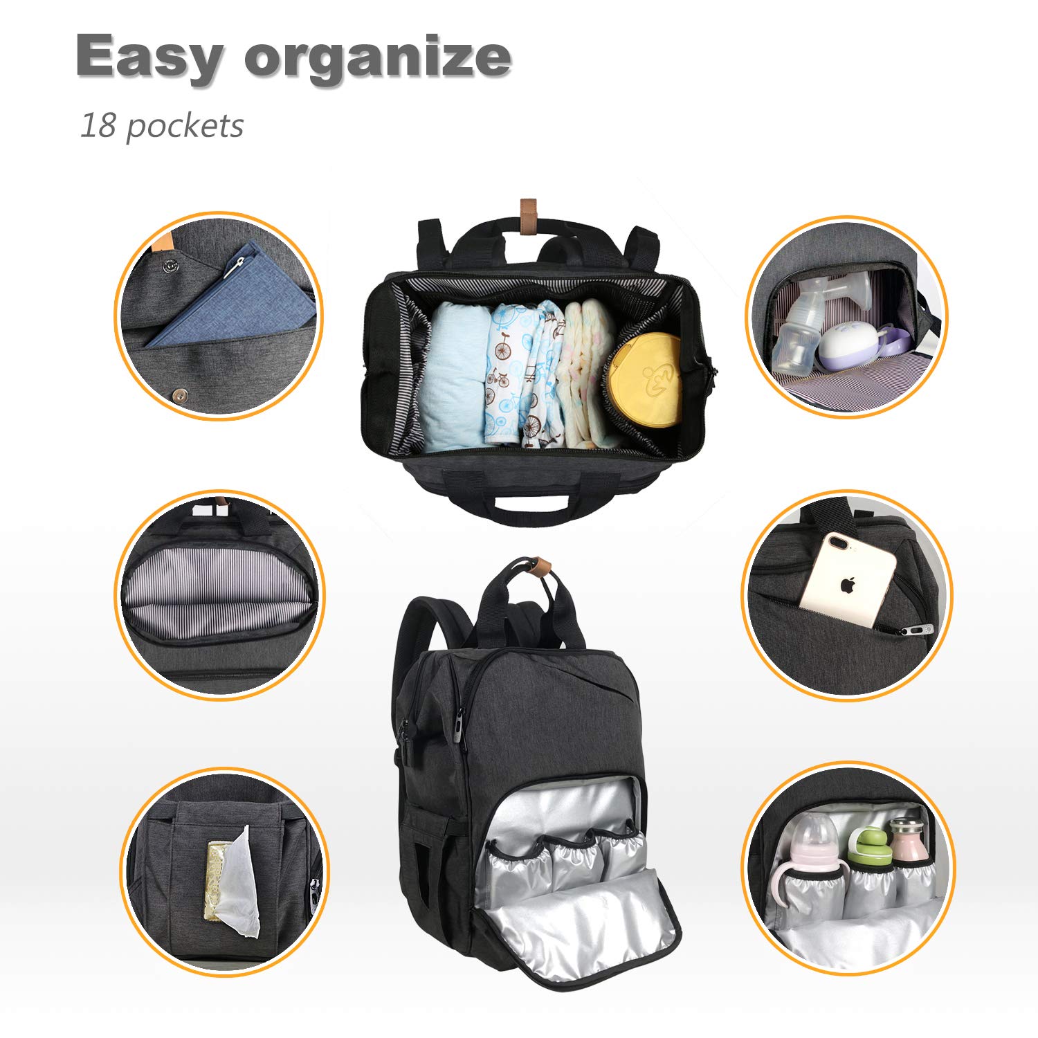 Hap Tim diaper bag backpack waterproof fabric keeps belongings dry in rain