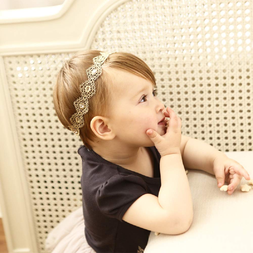 Hapibuy baby hair accessory elastic lace headband offers easy wear.