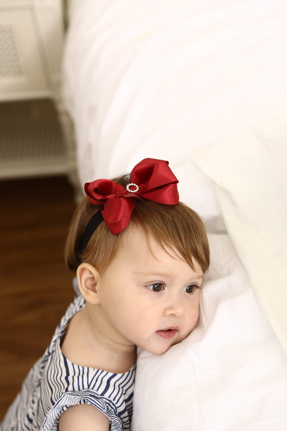 Hapibuy baby hairband for photoshoots with vibrant red flower
