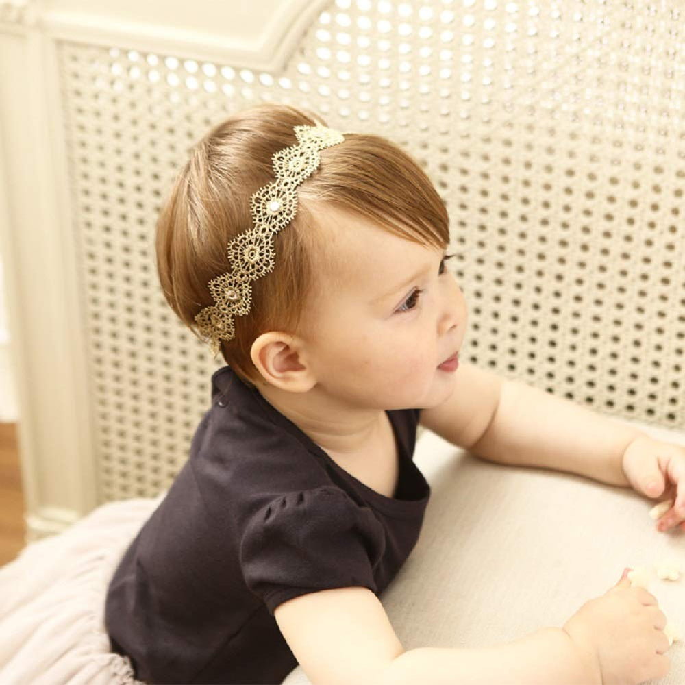 Hapibuy gold lace headpiece enhances princess outfits with delicate sparkle.