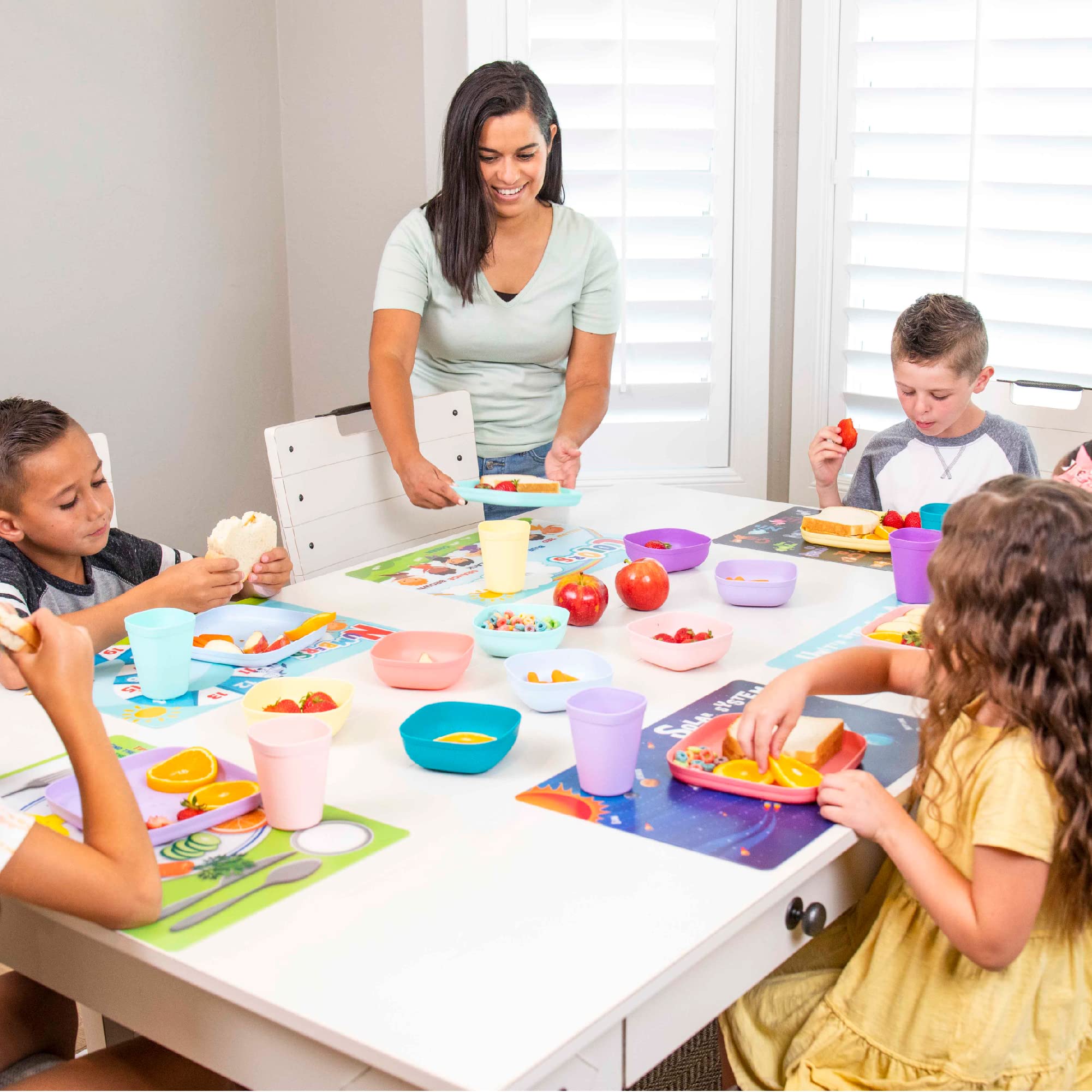Hapinest large size placemats 17.5x11.5 inches offer ample space for interactive learning.
