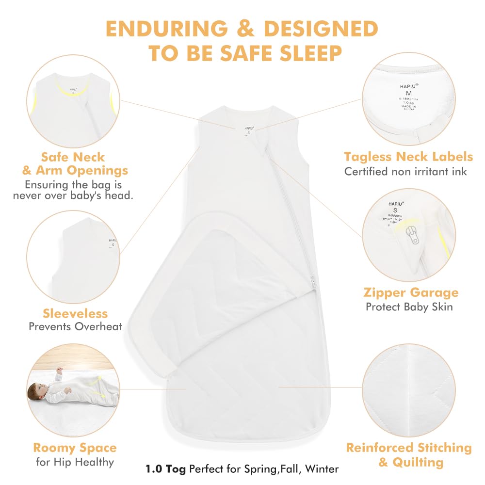 HAPIU bamboo fabric sleep sack texture highlights durable, sustainable material.