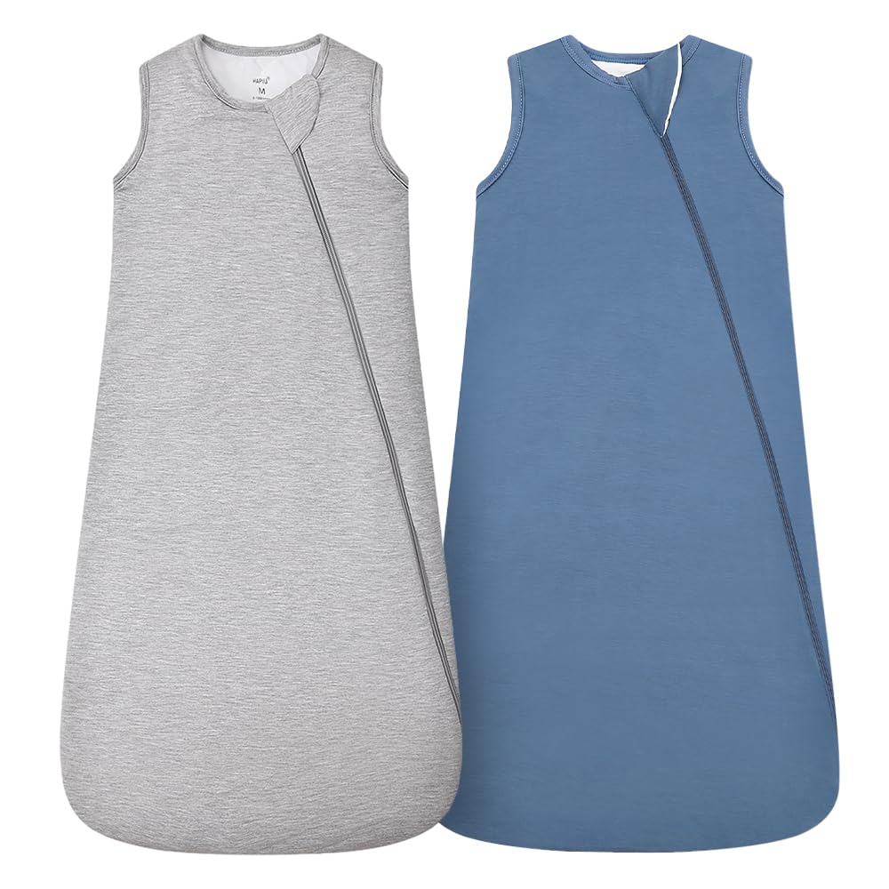 HAPIU bamboo sleep sack front view illustrates soft, breathable fabric for cozy naps