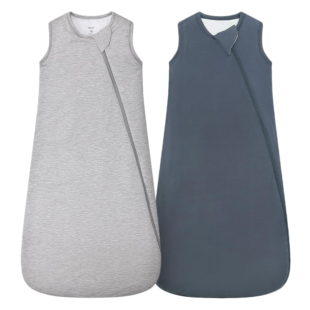 HAPIU rayon bamboo baby sleep sack front view with buttery soft fabric for cozy nights.
