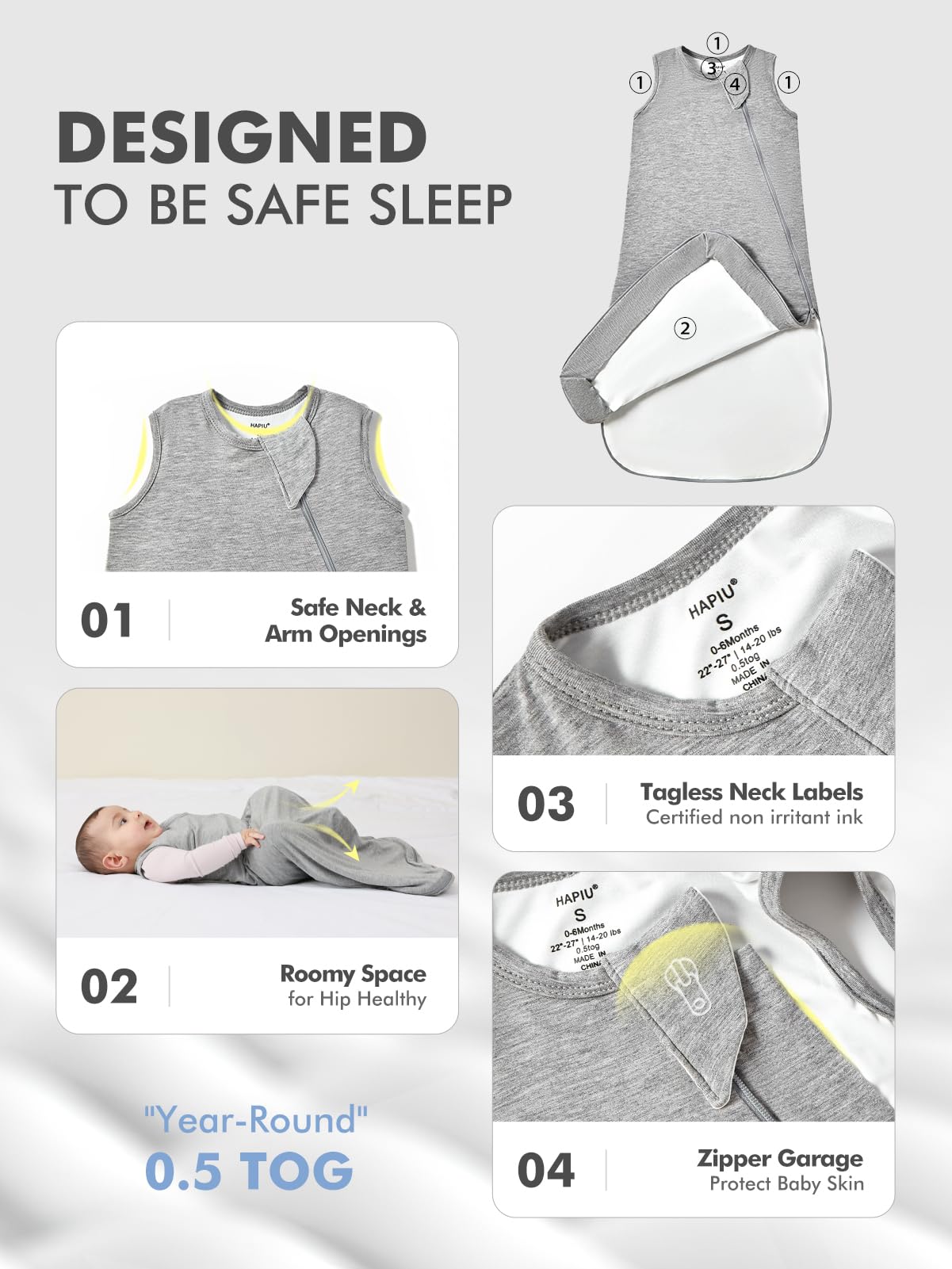 HAPIU safety features guard zipper and neck openings