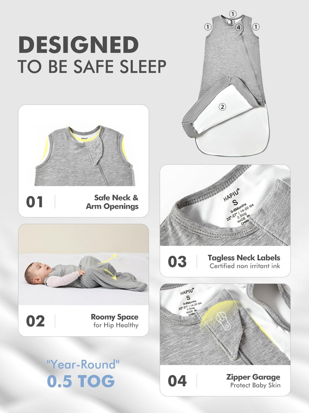 HAPIU safety features guard zipper and neck openings