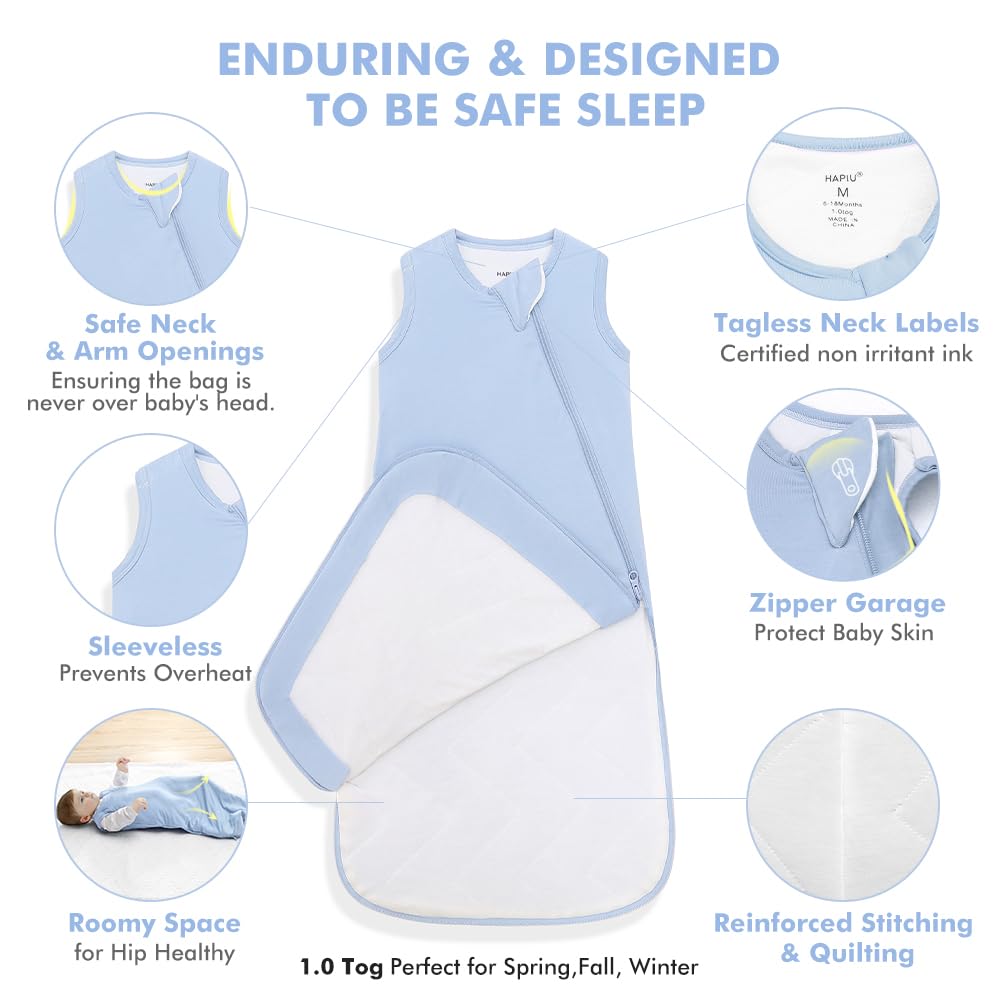 HAPIU bamboo sleep sack care shot highlighting machine washable care