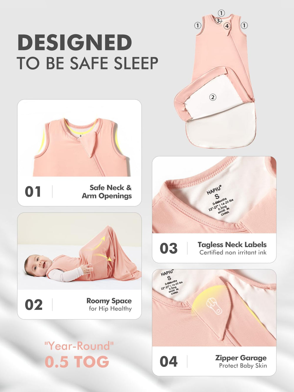 HAPIU bamboo fabric feels buttery soft for gentle baby skin and comfort.