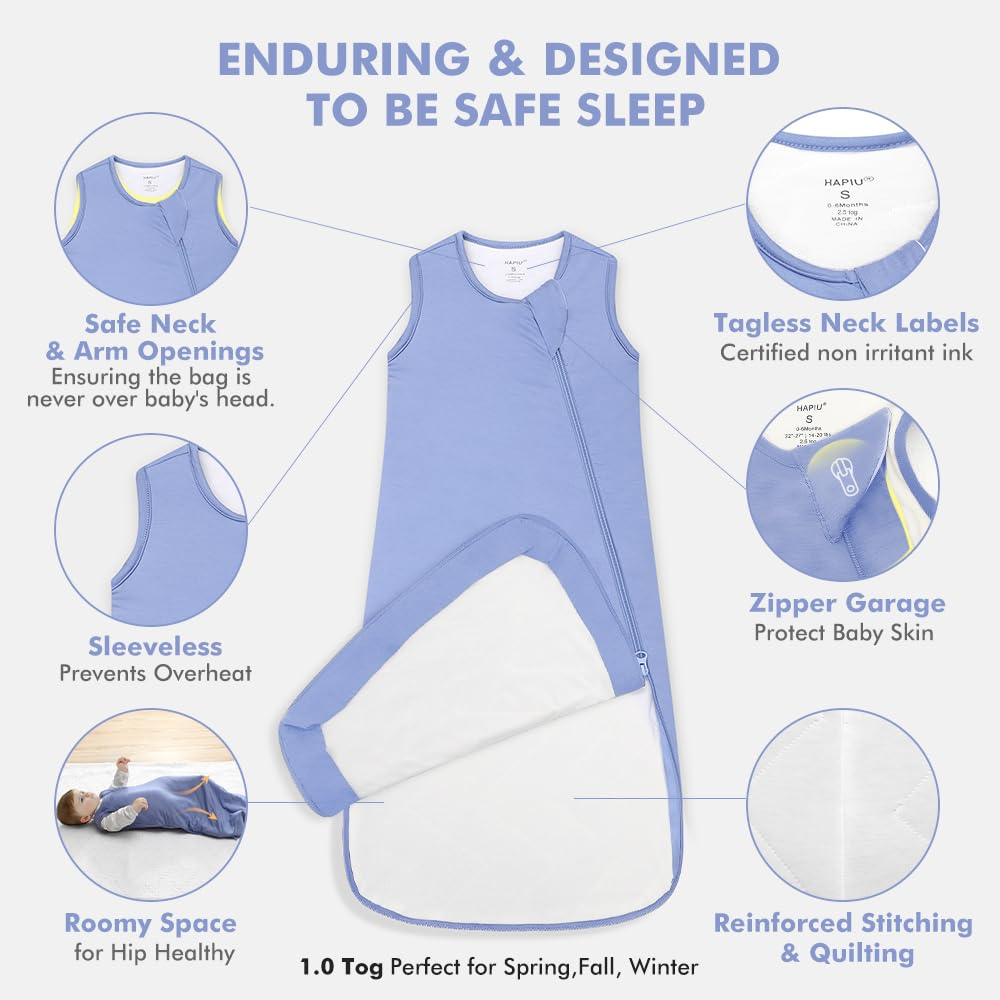 HAPIU sleep sack color pack in slate blue and light heather grey for neutral gifting.