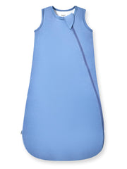 HAPIU sleep sack laid flat in slate blue, showing buttery soft bamboo fabric.
