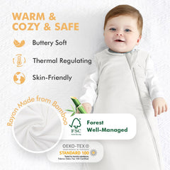 HAPIU sleep sack two-way zipper open image demonstrates easy diaper changes.