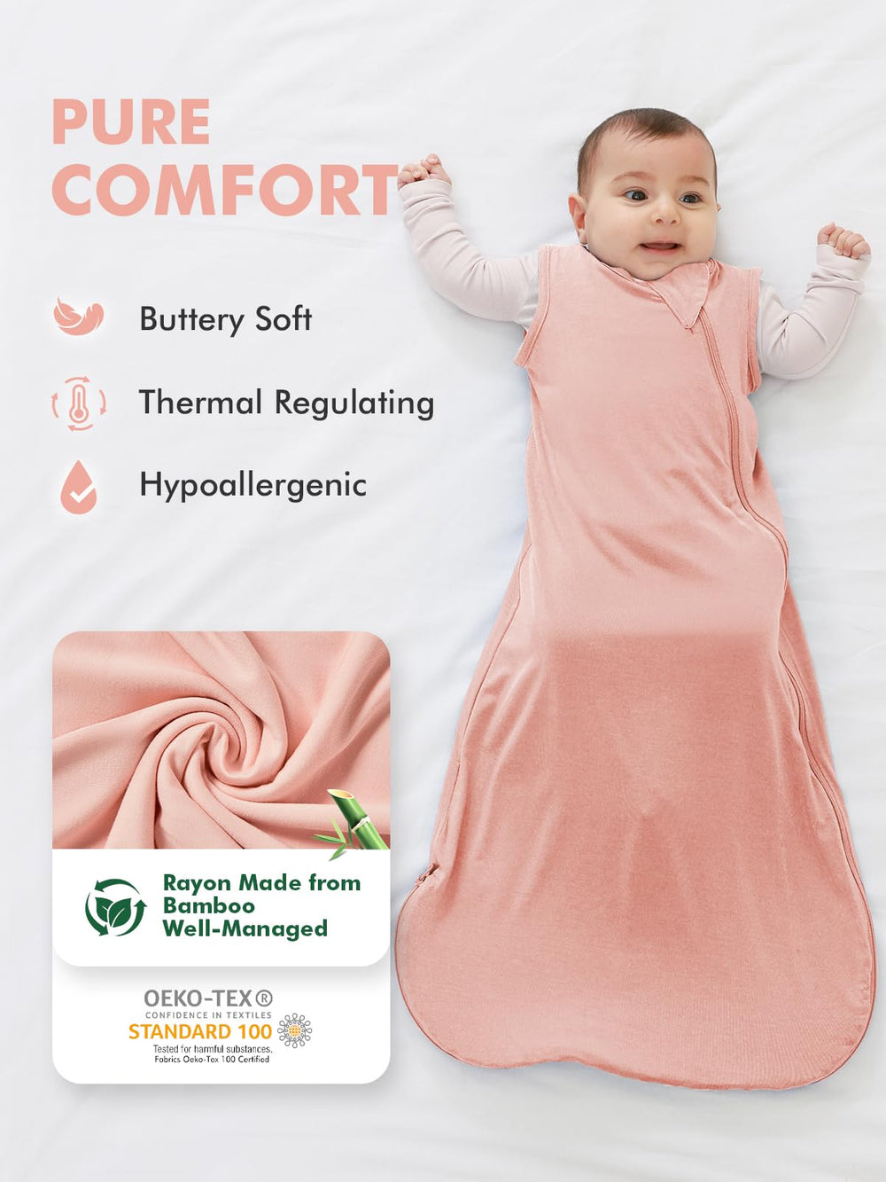 HAPIU wearable blanket leg room image emphasizes roomy fit for growth and kicking