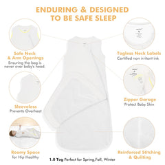 HAPIU wearable blanket with roomy leg space promotes comfortable sleep transitions.