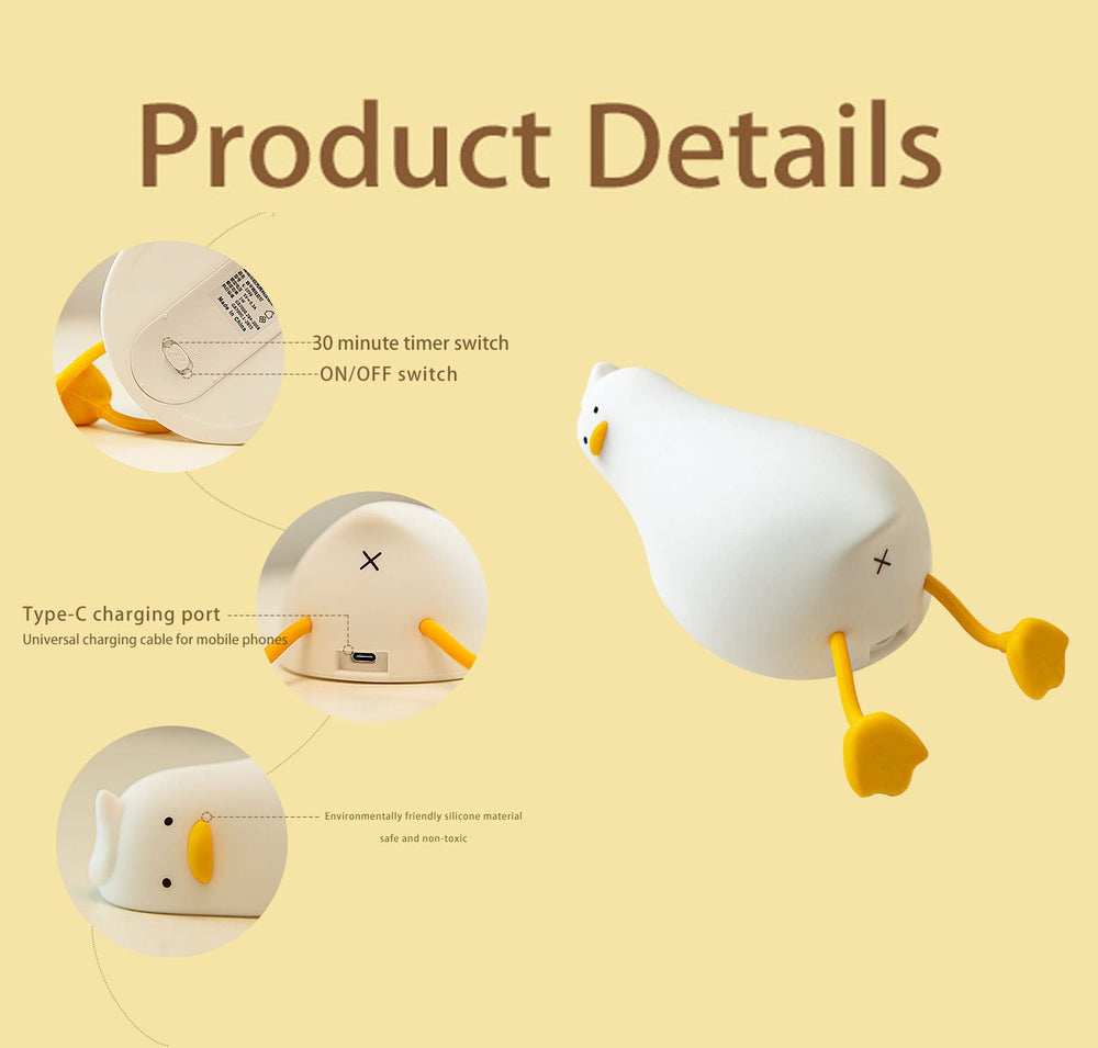 HAPPYBAG duck night light portable bedside lamp for travel and camping