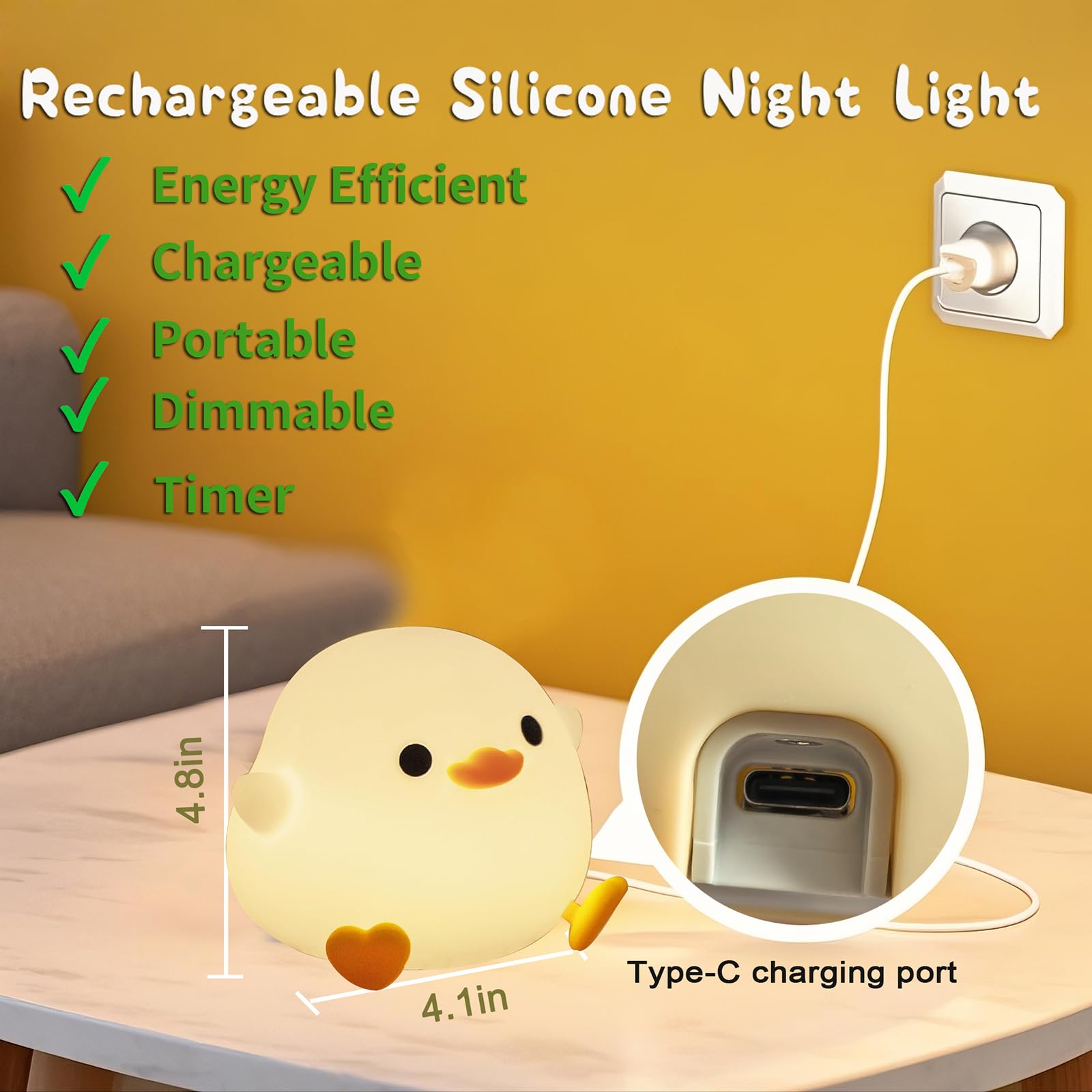 HAPPYBAG Portable night light for bedside use, travel, or camping