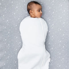 Happiest Baby Sleepea Comforter Swaddle shoulder snaps support arms-out sleep as baby grows.