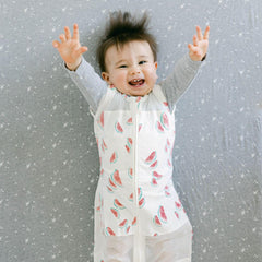 Organic cotton Sleepea fabric close-up showing soft, baby-safe material.