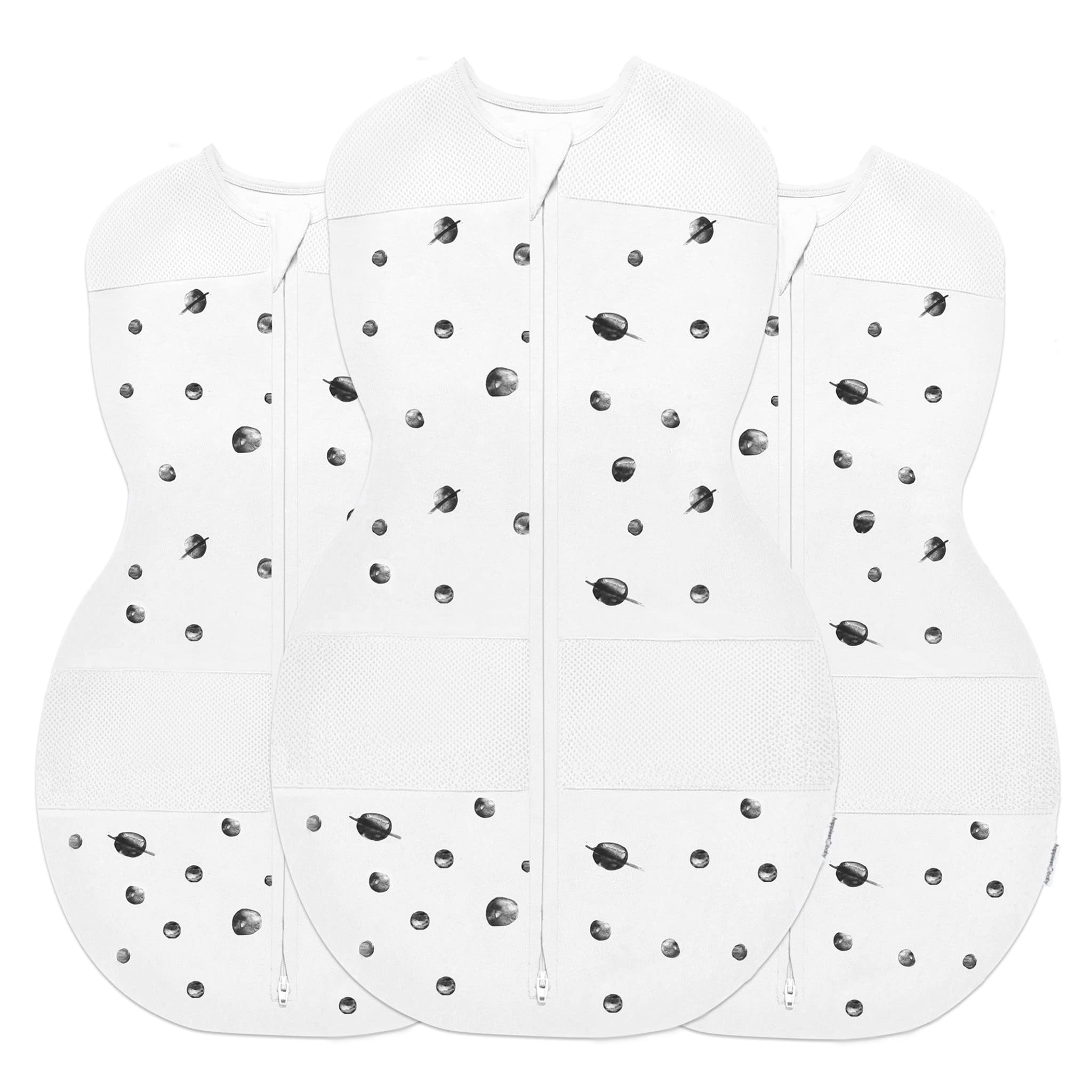 Happiest Baby Sleepea 3-pack front view with Ivory Planets for growing babies
