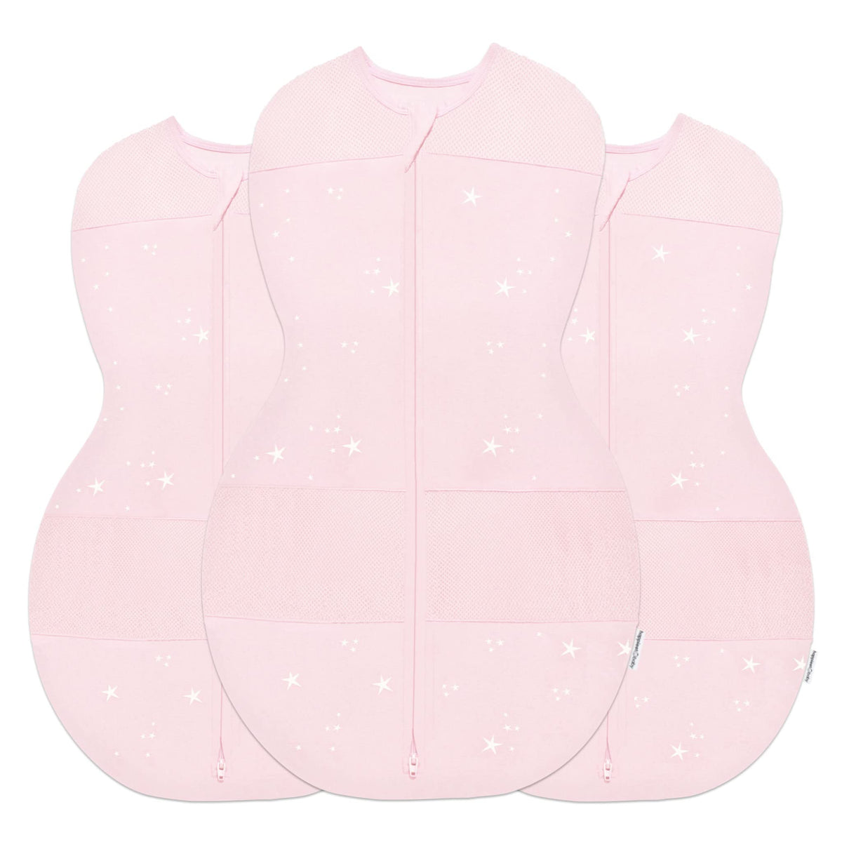 Happiest Baby Sleepea Rose Stars 3-pack front view hip-friendly swaddle.