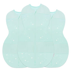 Happiest Baby Sleepea teal stars swaddle folded for easy storage.