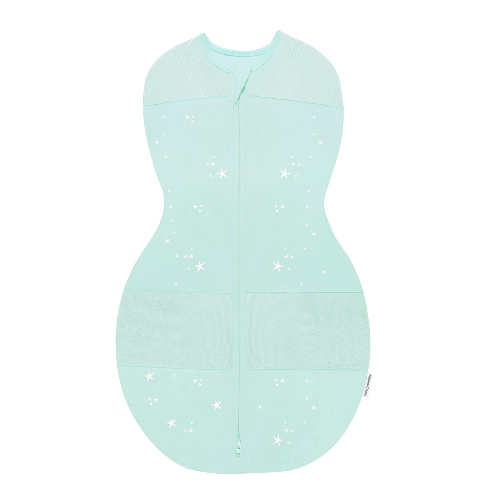 Happiest Baby Sleepea teal stars packaging shows organic cotton comfort for gentle newborn sleep