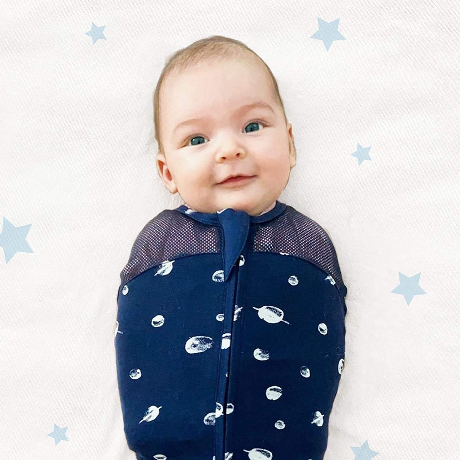 Happiest Baby Sleepea close-up highlights quiet Velcro for escape-proof security