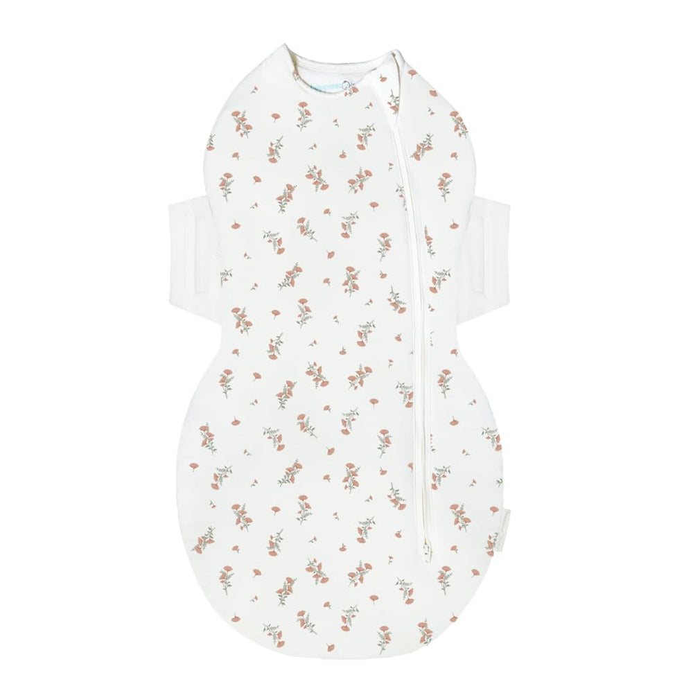 Happiest Baby SNOO Comforter Sack Ivory Wildflowers front view showing warm organic cotton wrap