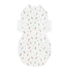Happiest Baby SNOO Comforter Sack Ivory Wildflowers front view showing warm organic cotton wrap