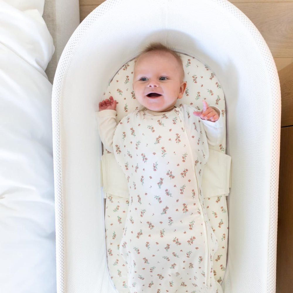 Happiest Baby SNOO Comforter Sack side zipper demonstrating quick diaper changes