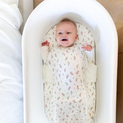 Happiest Baby SNOO Comforter Sack side zipper demonstrating quick diaper changes