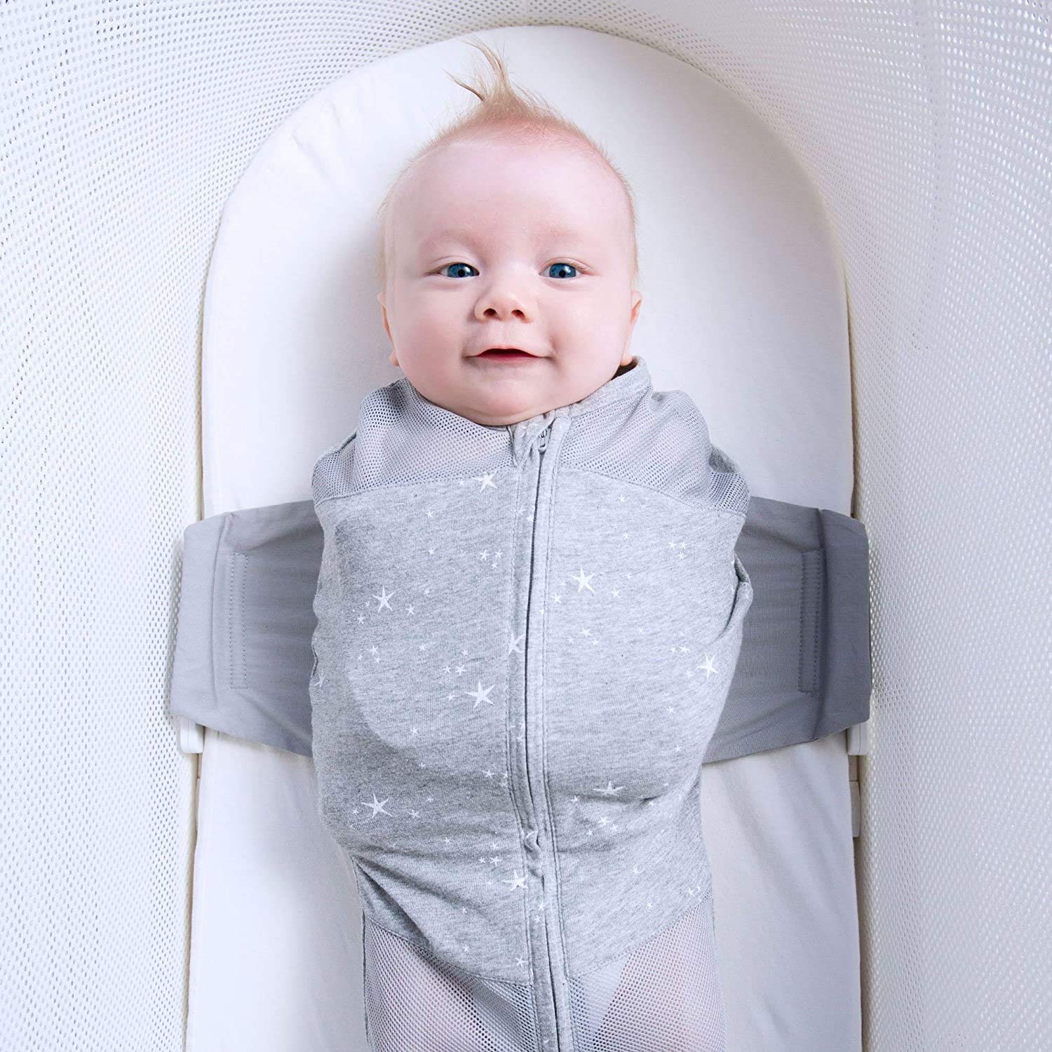 Happiest Baby SNOO Sleep Sack Organic Cotton closeup shows soft, breathable material.