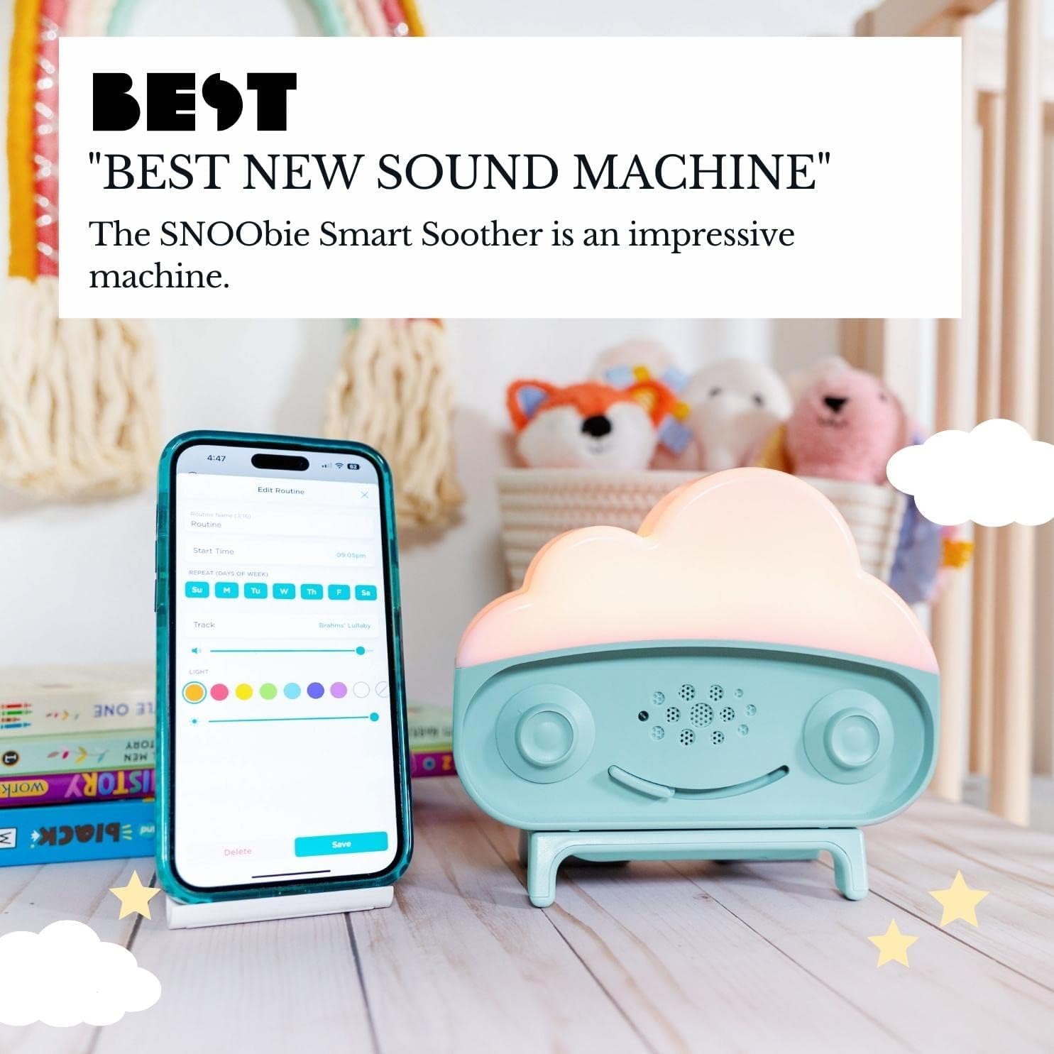 Happiest Baby SNOObie portable battery teal, overnight use without wall power.