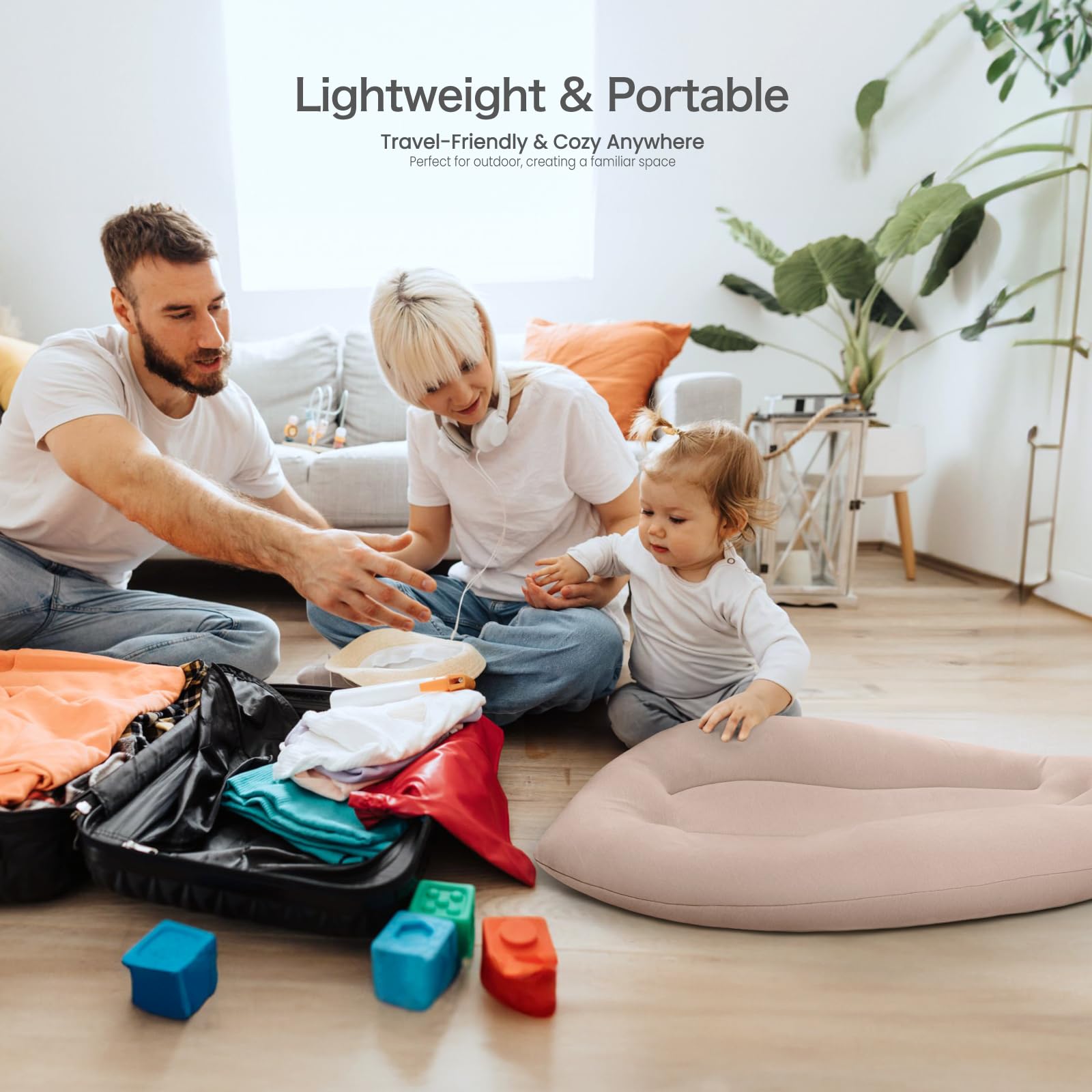 Happle sunny diaper-change position image shows convenient, stable surface for quick tasks
