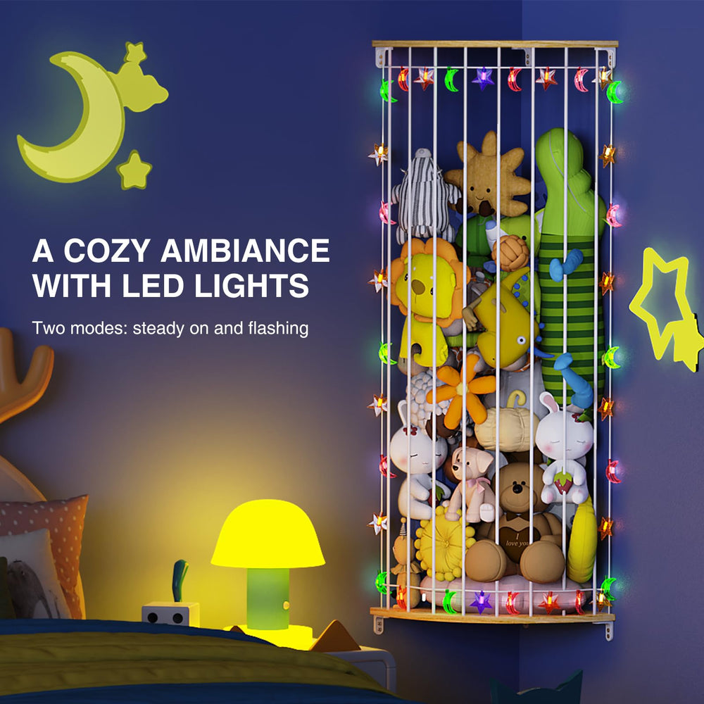 Happnear star-pattern-wall-plush-storage adds decorative display and plush toy storage.