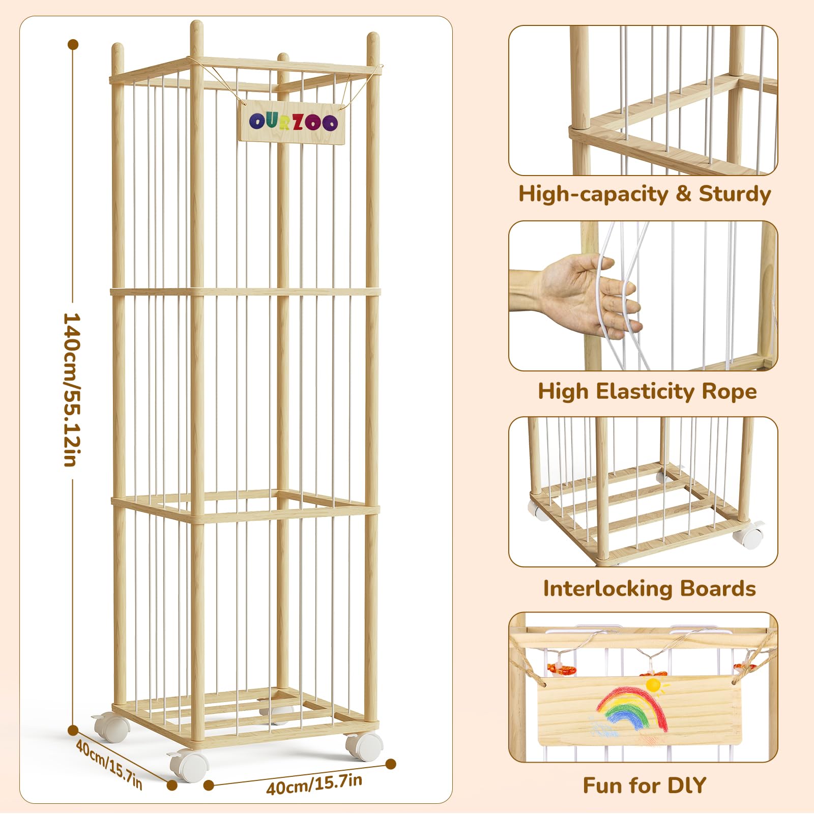 Happnear stuffed animal zoo doors open showing plush storage capacity.