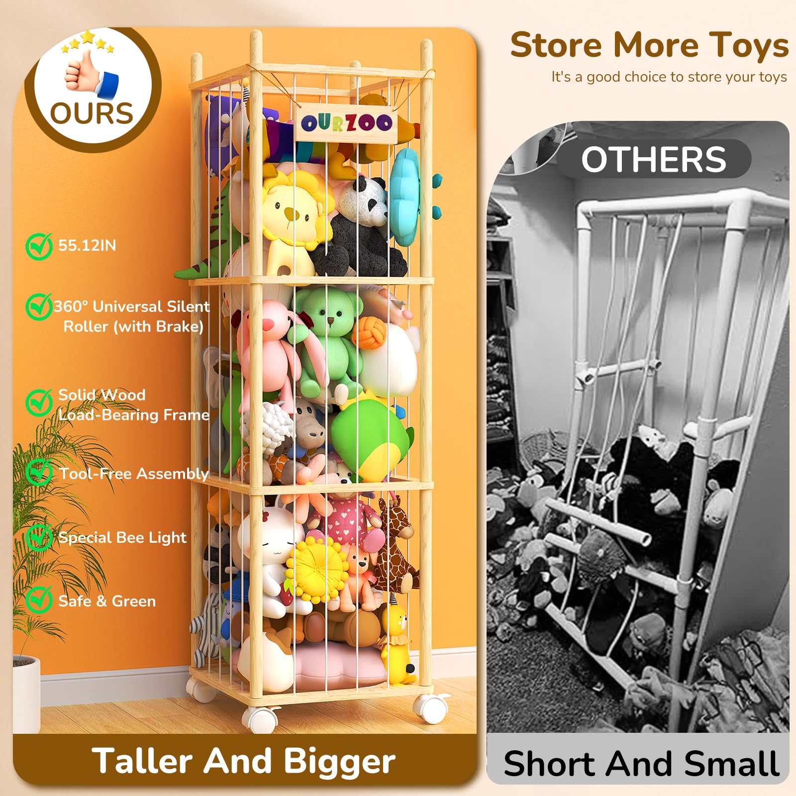 Happnear stuffed animal zoo elastic cord storage keeps plush tidy.