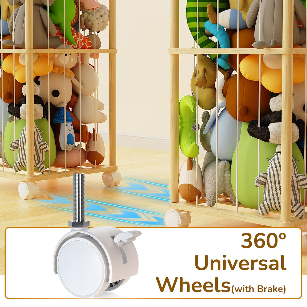 Happnear stuffed animal zoo wood texture adds natural decor element.