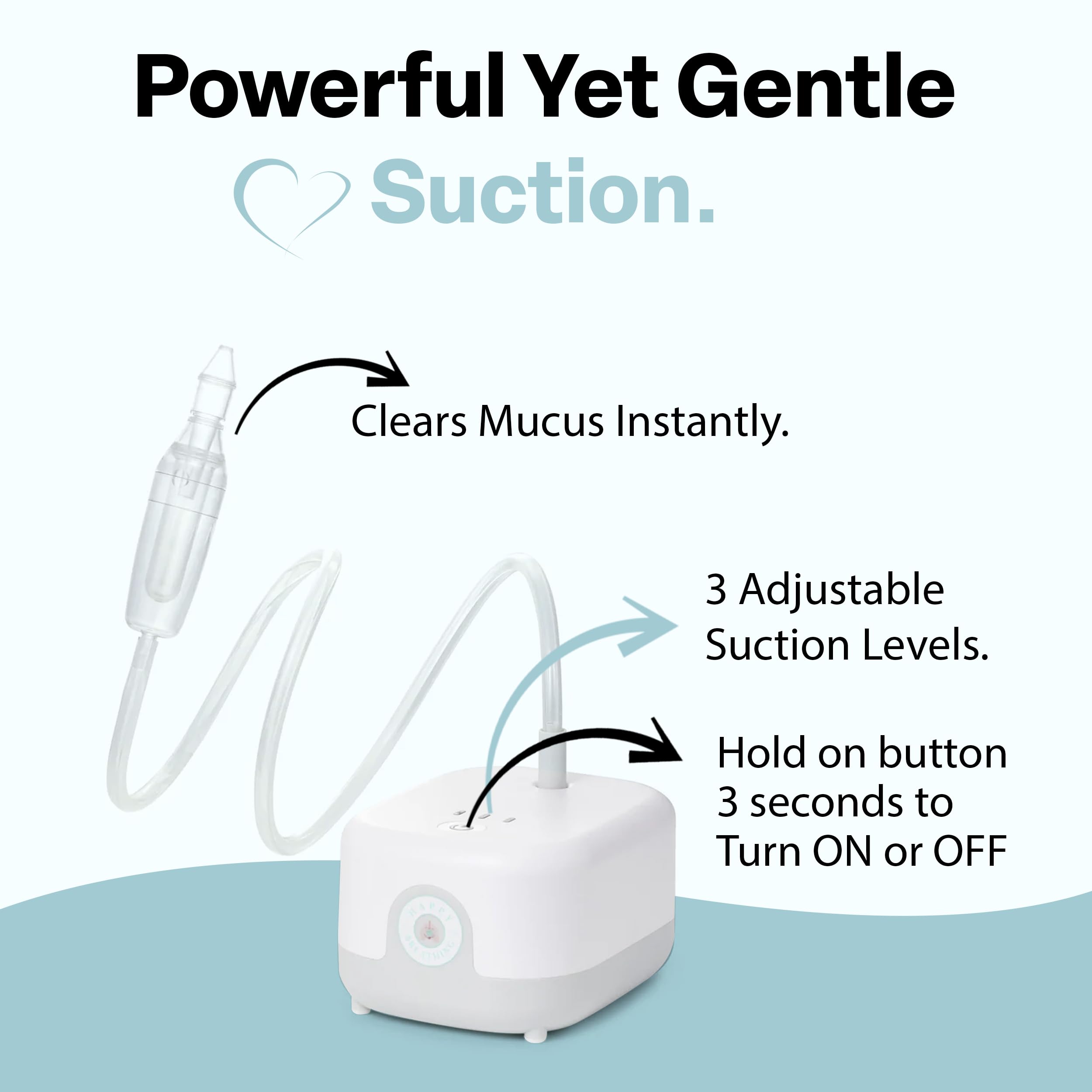 Happy Breathing Suction attachments show two soft tips for babies