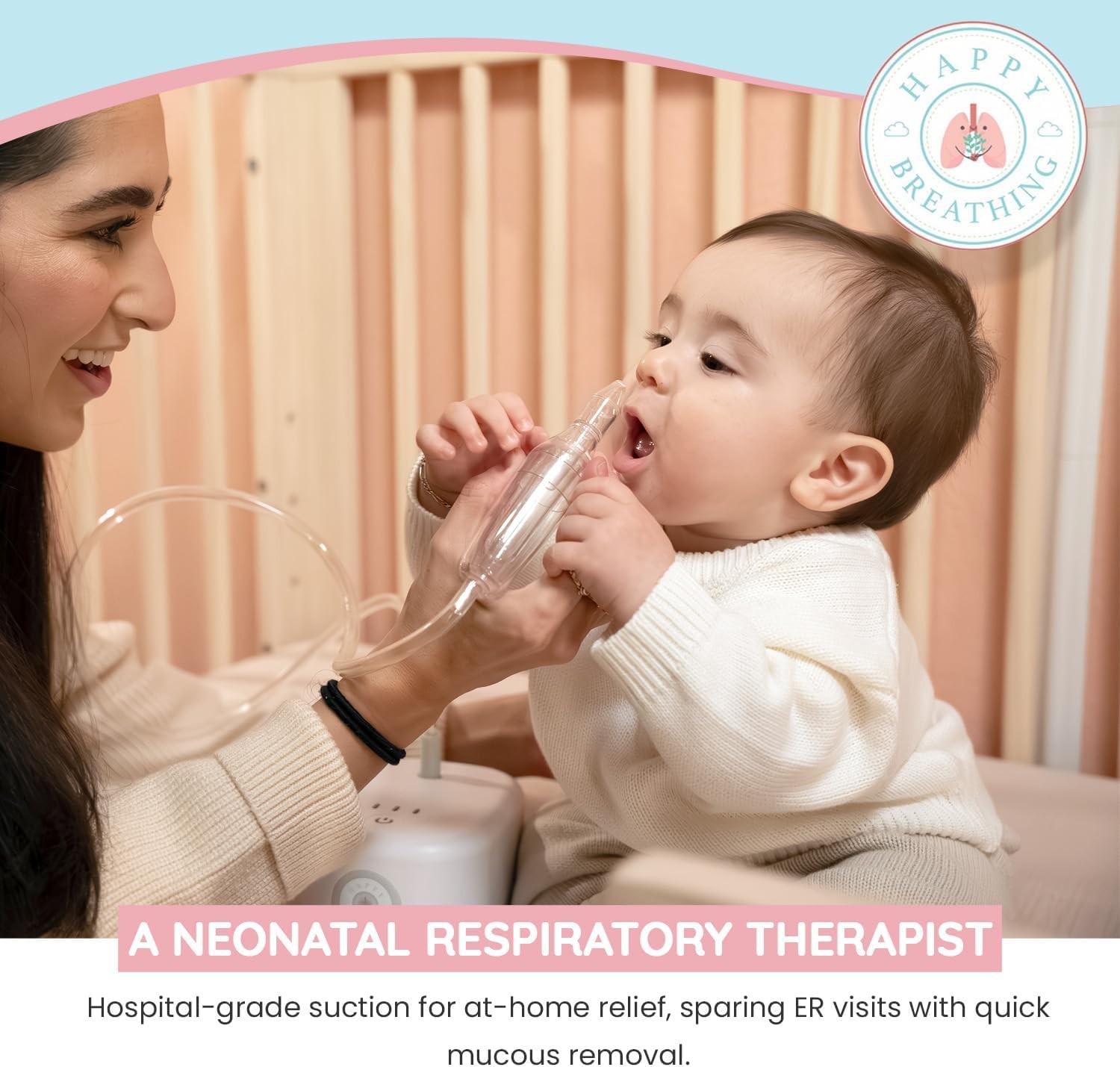 Happy Breathing Suction baby relief scene highlights easier breathing at night