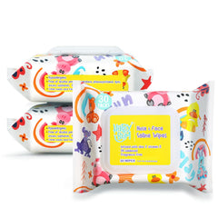 HAPPY BUM baby wipes 3-pack front view for on-the-go cleaning convenience.