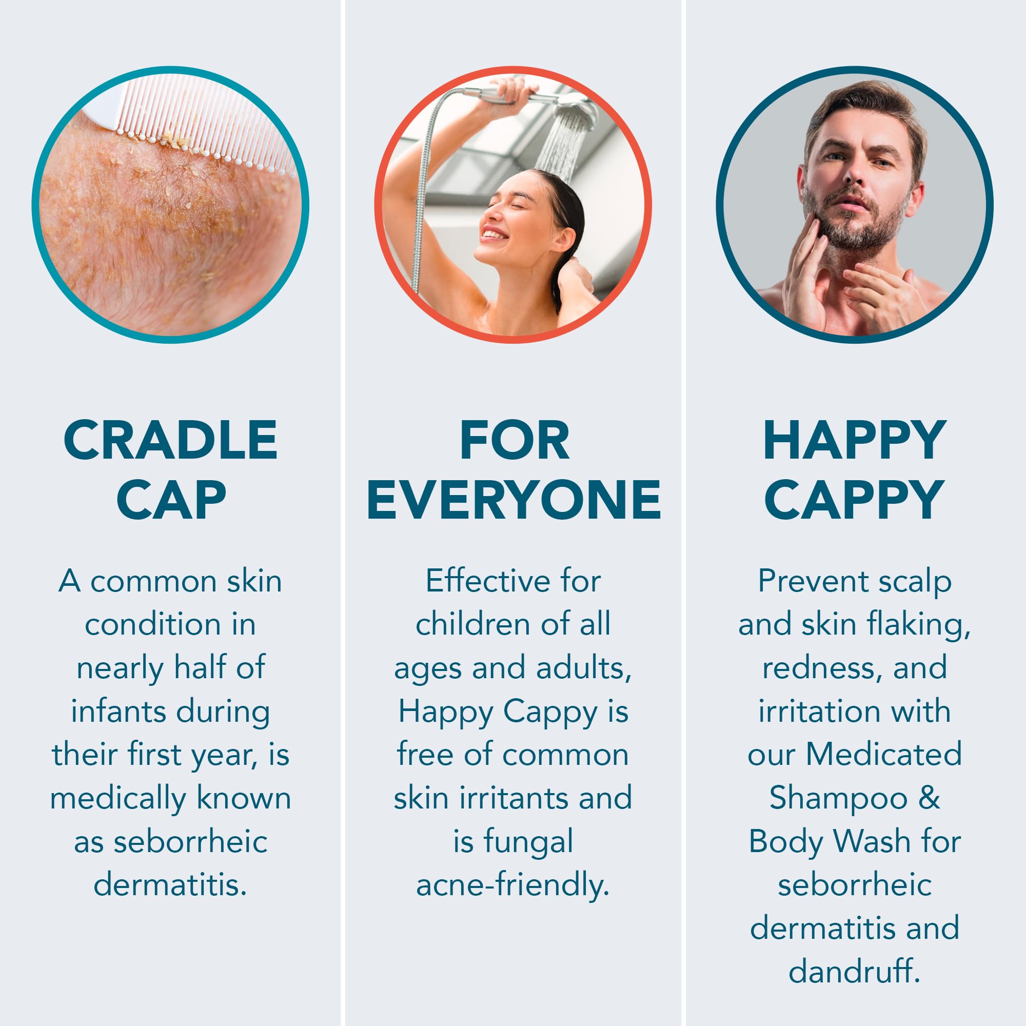 Happy Cappy Baby Shampoo application on hair-face-body demonstrates multi-use cleansing for delicate skin.