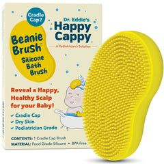 Happy Cappy Beanie Brush gently exfoliates baby scalp during cradle cap care