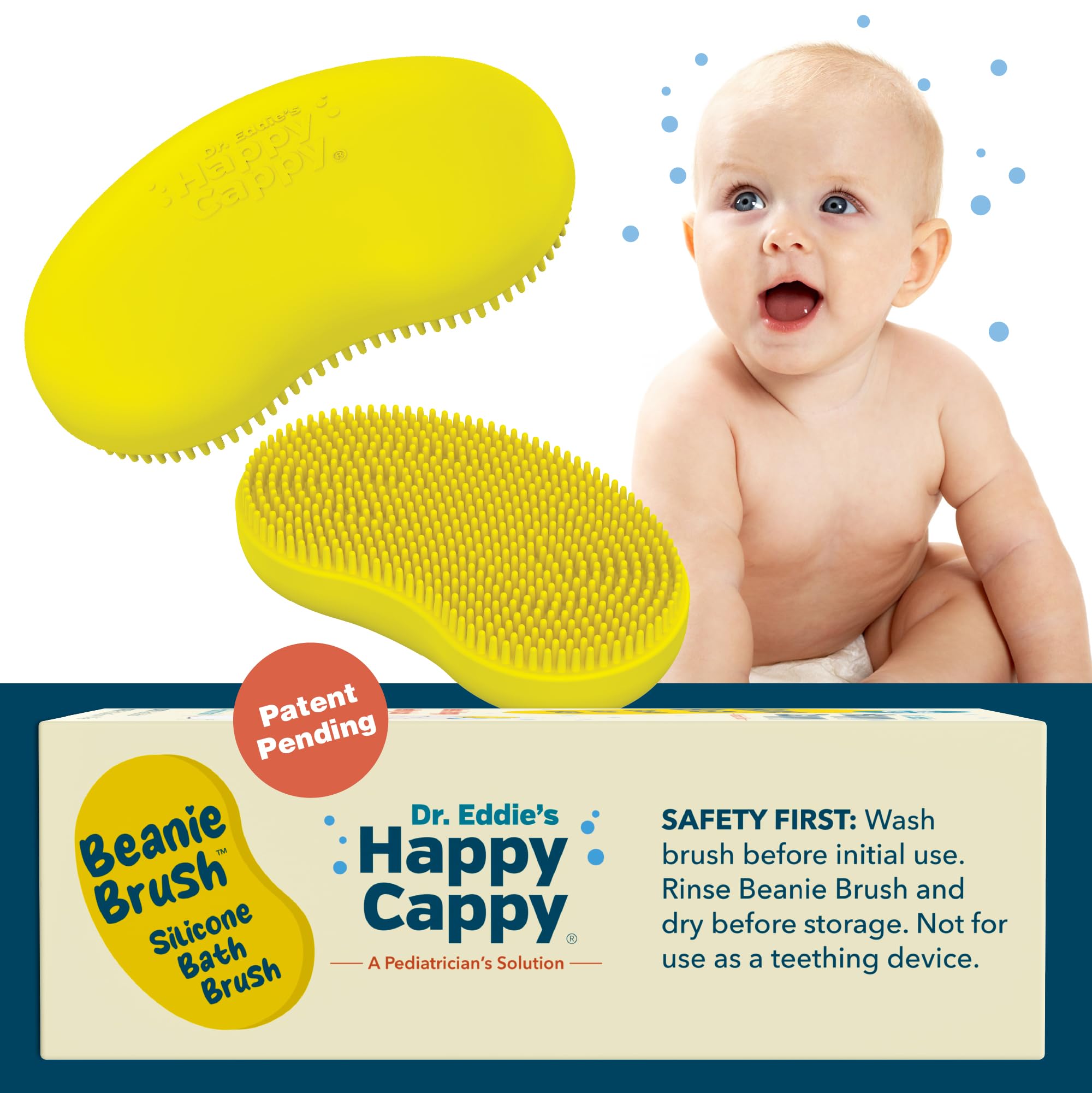 Happy Cappy Beanie Brush promotes relaxing baby massage before bed