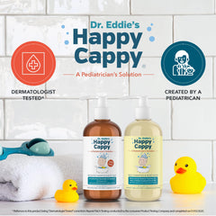 Happy Cappy Daily Medicated Shampoo label ingredients highlights licorice root and apple extract for redness relief.