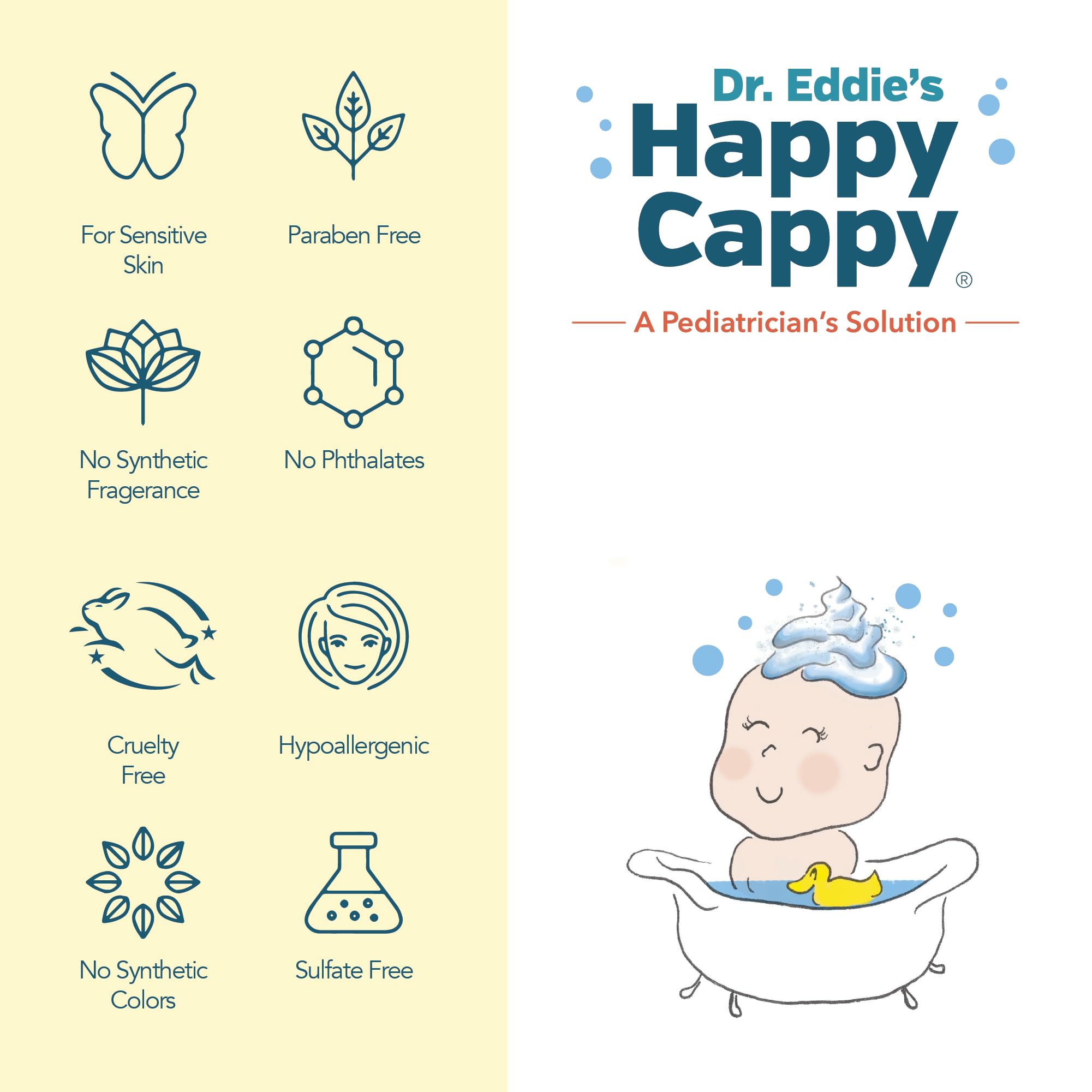 Happy Cappy product used on eczema-prone skin for soothing cleansing